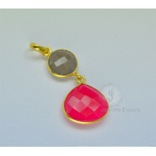 Designer Hot Pink Chalcedony Gemsotne Necklace For Women In Wholesale Price